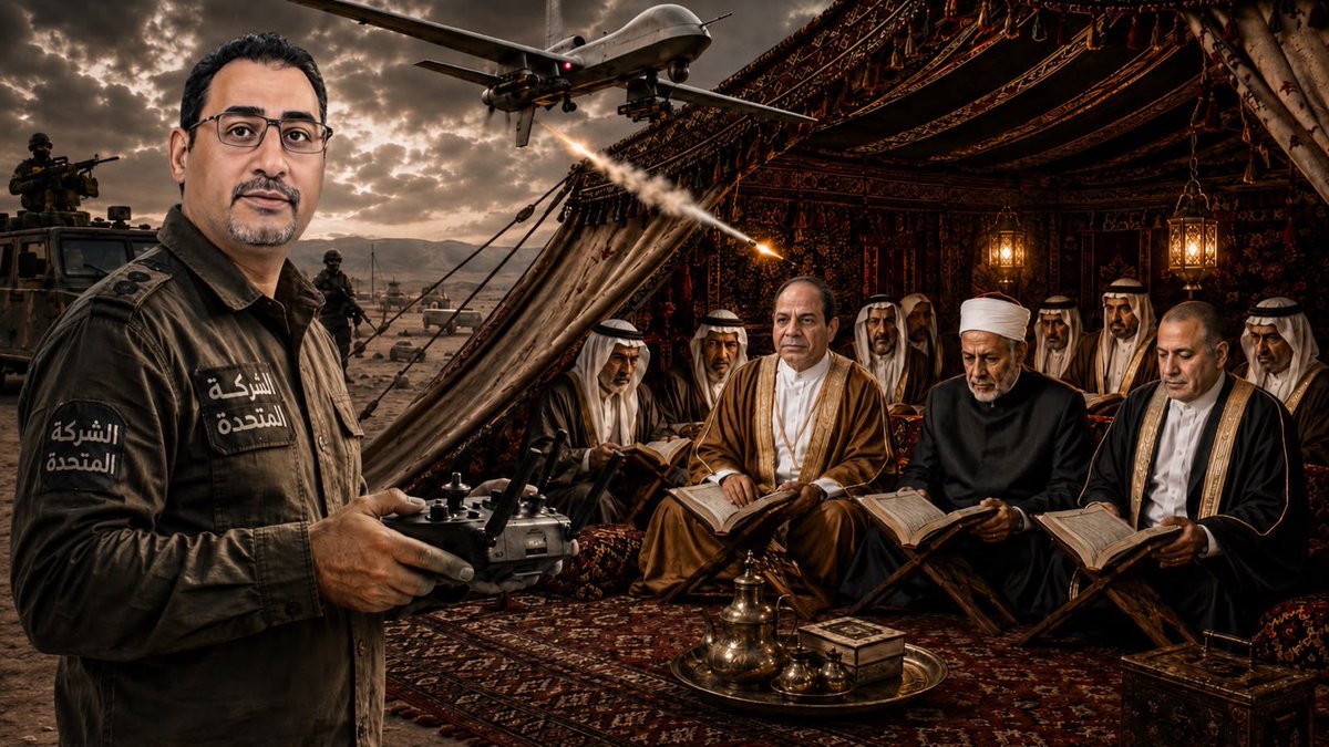 SaudiEinstein's tweet photo. ١/٢٠

دخلت مسيرة إلى ميناء دمياط، فلم يُسقطها الرادار؛ فقررت ماكينة «الشركة المتحدة» إسقاطها فوق أنساب الصحابة، وقبائل وعوائل مصر العربية، والنسب الذي اعتز به الرئيس السيسي نفسه.

فشلوا في حماية السماء، ففتحوا أرحام الجاهلية بحثاً عن بطولة إعلامية.

وهنا بدأت فضيحة أخطر من الحريق نفسه. 🧵 تابع الثريد: