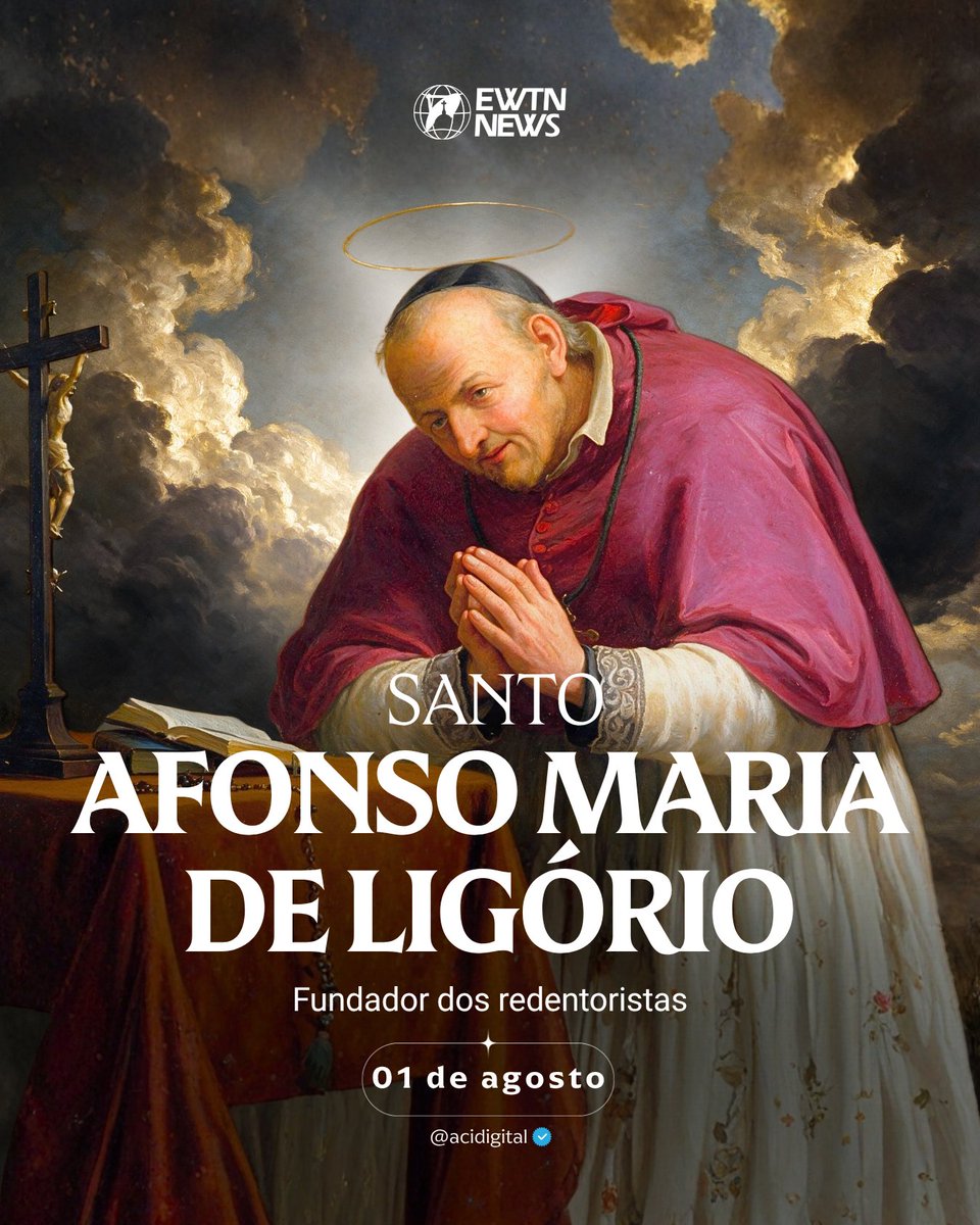 acidigital's tweet photo. A Igreja celebra hoje (1º) a memória litúrgica de santo Afonso Maria de Ligório, Doutor da Igreja por seus escritos sobre moral e fundador da Congregação do Santíssimo Redentor, conhecidos como redentoristas.

Este santo italiano, natural de Nápoles, na Itália, escreveu “A Prática do Amor a Jesus Cristo”, “Preparação para a Morte”, “Glórias de Maria”, sendo “Teologia Moral” a obra que influenciou na formação do clero por muitos anos.

Santo Afonso pregava com simplicidade e ensinava seus missionários que “um sermão sem lógica é disperso e falta sabor. Um sermão pomposo não chega à massa. De minha parte, posso dizê-los que jamais preguei um sermão que a mulher mais simples não pudesse entender”.

Entre suas frases conhecidas está: “Não existem pessoas fracas e pessoas fortes espiritualmente, mas as pessoas que não rezam e as pessoas que sabem rezar”.

Bento XVI explicou aos fiéis em um dia como hoje, em 2012, que este santo “nos recorda que relação com Deus é essencial na nossa vida. Sem ela, falta-nos a relação fundamental”. Lembra também que “Deus criou-nos por amor, para nos poder doar a vida em plenitude”.

Santo Afonso fundou a Congregação do Santíssimo Redentor, com a qual tinha o objetivo de evangelizar nas regiões de população abandonada. Seu trabalho refletia a sua forma de viver, marcado pela bondade, simplicidade e caridade.

O santo morreu aos 90 anos, na noite de 31 de julho para 1º de agosto de 1787. Foi canonizado em 1839 e declarado doutor da Igreja em 1871.

Santo Afonso, cujo nome significa “pronto para o combate”, é representado com o crucifixo, os livros, o rosário ou a figura da Santíssima Virgem Maria, a quem tinha uma profunda devoção.

Sua congregação dos Redentoristas chegou ao Brasil em 1894. Hoje, há cerca de 600 missionários espalhados em 25 estados e no Distrito Federal. Desenvolve amplo trabalho evangelizador, fazendo-se presentes em diversas frentes missionárias, como: casas de formação, missões estrangeiras, área acadêmica, comunicações, missões itinerantes, paróquias e santuários, entre os quais, o de Nossa Senhora Aparecida, em Aparecida (SP), e o do Divino Pai Eterno, em Trindade (GO).

📌 Siga @acidigital para mais conteúdo católico.