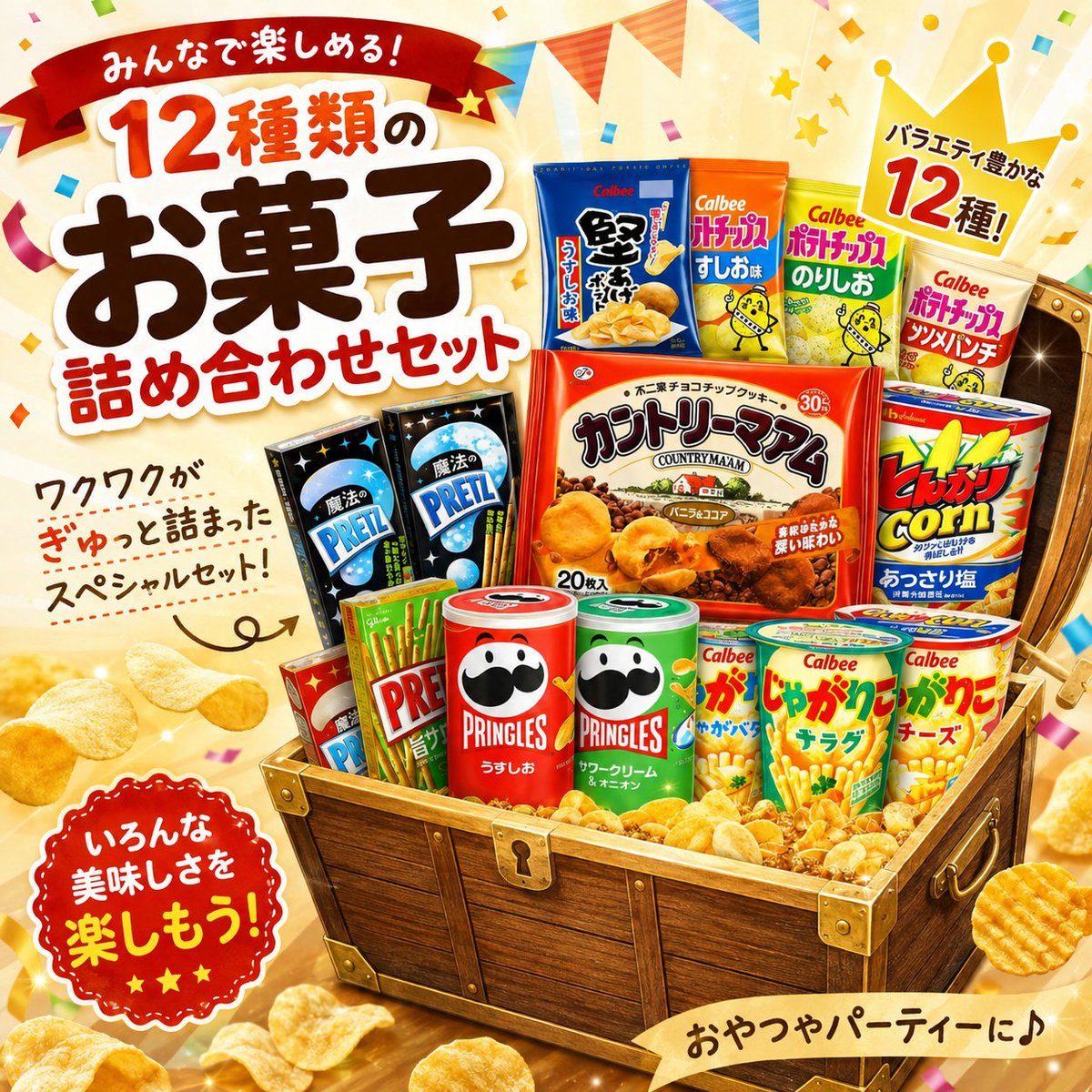 RakiRaki_JP's tweet photo. 🎁箱を開けたら、おやつがいっぱい！

甘い系？しょっぱい系？
その日の気分で選べる
「12種類のお菓子詰め合わせセット」をプレゼント🍪

いろいろ入っているから、
毎日のおやつ時間がちょっと楽しみに♪

【参加方法】
① @RakiRaki_JP をフォロー
② この投稿をリポスト

#懸賞 #拡散希望 #週末 https://t.co/yNSUeNoVJo