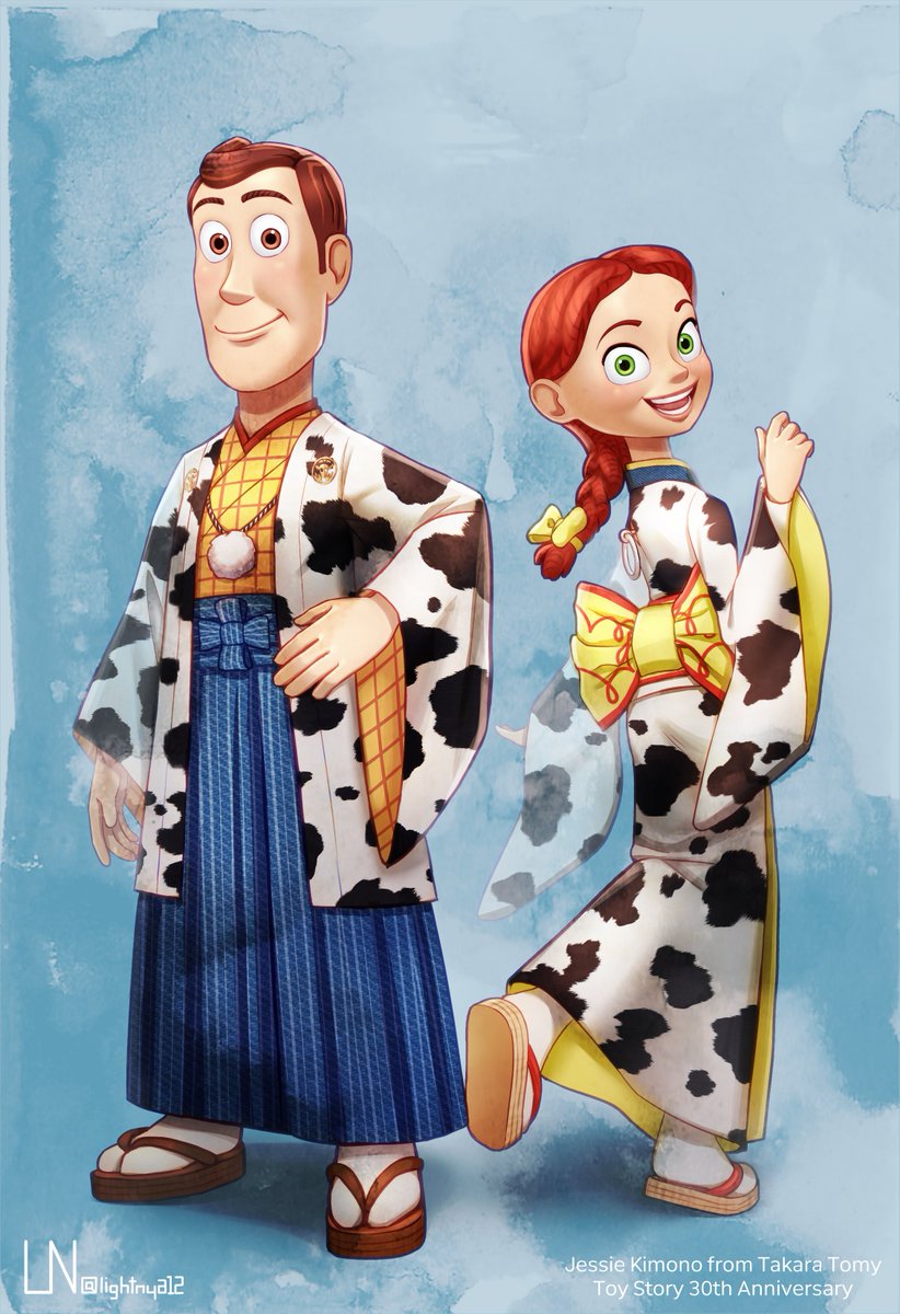 lightnya12's tweet photo. 우디도 제시랑 세트로 기모노 입은 거 보고 싶어서 디자인 해봤어요!
#ToyStory #Woody #Jessie https://t.co/cr1nhG0qk5