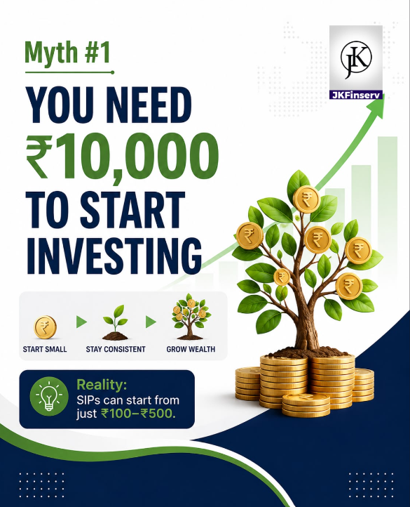 jkfinserv's tweet photo. 💡 Don't let investment myths hold you back.
You don't need ₹10,000 to begin.
Start your SIP with just ₹100 and let consistency build your wealth. 🌱 https://t.co/322pTsJgGv