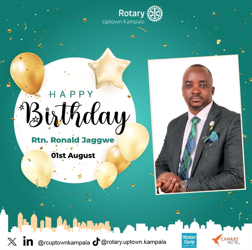 rcuptownkampala's tweet photo. Dear Rtn. Ronald Jagwe
On your special day, we wish you nothing but an amazing, exciting,and blessed new year💐
We're honored to have you in Uptown and may you age gracefully.
Cheers to the new age🥂

With so much love from Uptown ❤️
#TheUptownlife https://t.co/zWOHS1k6CF