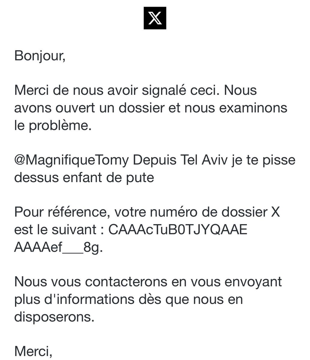 MagnifiqueTomy's tweet photo. « Enfant de pute », donc, est autorisé sur X. 

Qu’à cela ne tienne ! alors X, vous êtes des enfants de pute. https://t.co/Ql0hmrovRT