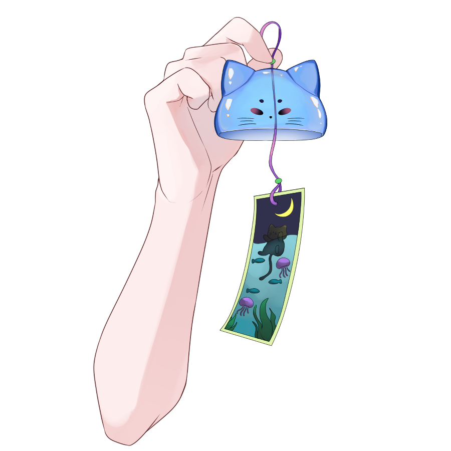 neko_haya10's tweet photo. 【猫型風鈴を持つ素材】
#VTuber素材 #おはようVTuber素材
VTuber、Vライバーさん必見!! 
猫ちゃん型の風鈴を持つ素材です!!
ご自由にお使いください！！ https://t.co/hhl05pxuQu