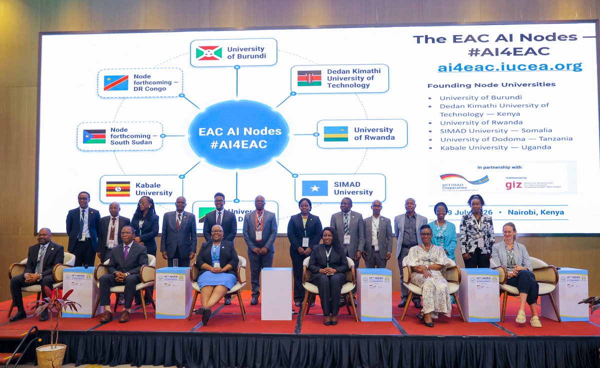 ACEIoT_UR's tweet photo. The University of Rwanda (UR) has been selected as one of the eight institutional nodes that will form the Regional Artificial Intelligence (AI) Network for East Africa, a landmark initiative aimed at strengthening AI education, research, innovation, and policy engagement across the East African Community (EAC).

The eight institutional nodes will create an integrated academic ecosystem dedicated to enhancing AI skills, generating impactful research, and promoting the responsible and ethical adoption of artificial intelligence across East Africa. 

University of Rwanda will play a strategic role in advancing artificial intelligence capacity within the region by contributing to cutting-edge research, developing highly skilled AI professionals, fostering innovation, and supporting evidence-based policy development.