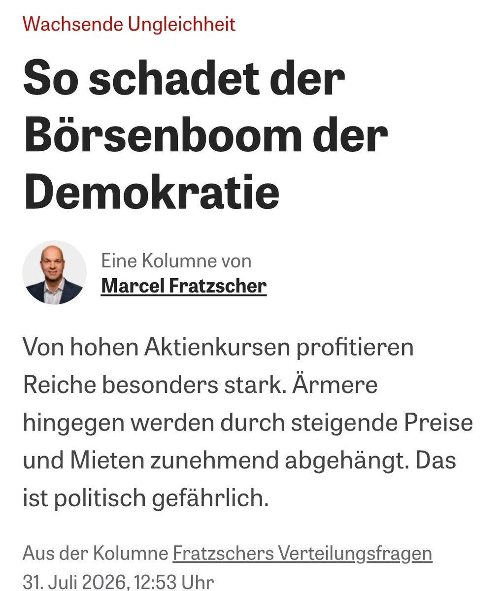 Techaktien1's tweet photo. "So schadet der Börsenboom der der Demokratie". Deutschland verblödet. Deshalb stirbt Print. Marcel Fratzscher ist und bleibt der schelchteste Ökonom Deutschlands 🇩🇪📉. Seine linksgrüne NGOs und er werden ausschließlich mit unserem Steuergeld bezahlt. https://t.co/I2hN1xJvhj