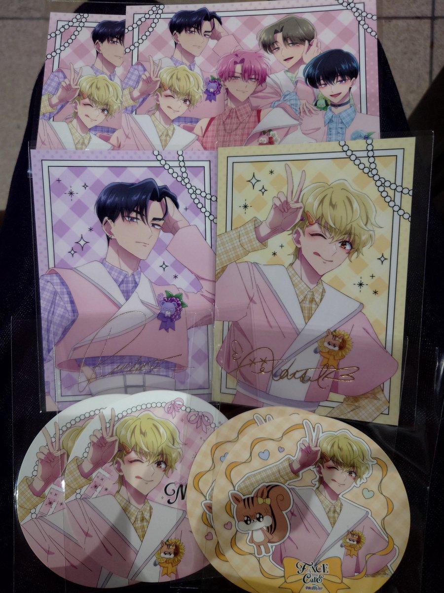 fig_berry's tweet photo. 【交換】
F/ACE CAFE from
多聞くん今どっち!? 

譲) ナツキ、倫太郎　コースター　ビジュカ(箔、集合)

求) 多聞、桜利　同種

郵送のみ https://t.co/ZiEpKeSgjQ