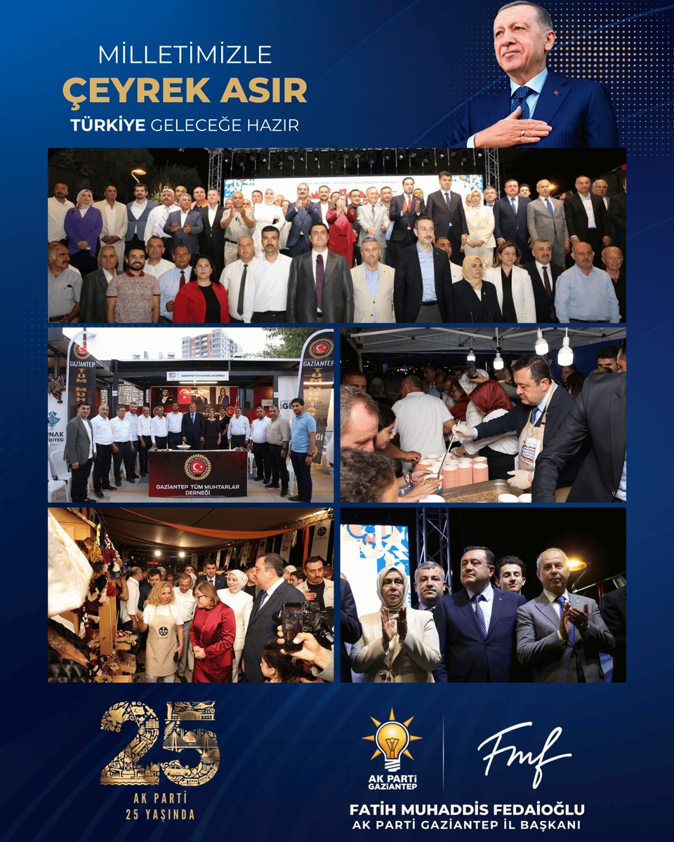 AKPartiG_Antep's tweet photo. İl Başkanımız Sayın Fatih Muhaddis Fedaioğlu, AK Parti Genel Merkez Dış İlişkiler Başkan Yardımcımız Sayın Fatma Ataseven, AK Parti Kilis İl Başkanımız Sayın Serhan Diyarbakırlı, Gaziantep Valimiz Sayın Kemal Çeber, Kilis Valimiz Sayın Ömer Kalaylı, Gaziantep Büyükşehir Belediye Başkanımız Sayın Fatma Şahin, Şehitkamil Belediye Başkanımız Sayın Umut Yılmaz, Şahinbey Belediye Başkan Vekilimiz Sayın Cuma Güzel, Karkamış Belediye Başkanımız Sayın Mustafa Güzel, MHP Gaziantep İl Başkanımız Sayın Mehmet Sait Kılıç, üç kademe teşkilat mensuplarımız ve il protokolümüz ile birlikte, Gaziantep Büyükşehir Belediyemiz tarafından düzenlenen Yurt Dışı Türkler, Dernekler ve Yöresel Kültürler Buluşması 10. Hemşehri Dernekleri Festivali açılış programına katılım sağladık.

Farklı kültürleri aynı çatı altında buluşturan, birlik ve beraberlik ruhunu güçlendiren bu anlamlı organizasyonda emeği geçen başta Gaziantep Büyükşehir Belediye Başkanımız Sayın Fatma Şahin olmak üzere tüm paydaşlara teşekkür ediyor; festivalin şehrimize ve tüm hemşehrilerimize hayırlı olmasını diliyoruz. 🇹🇷

@abuyukgumus
@fmfedaioglu
@FatmaAtaseven06
@akserhanbaskan
@kemalcebervali
@KalayliOmer
@FatmaSahin
@umutymz
@cumaguzel27
@mustafaguzel027
@msait27
@kilisakparti 
@Akparti