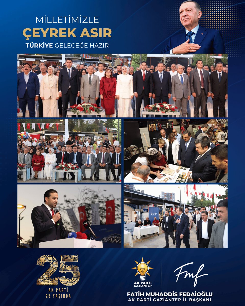 AKPartiG_Antep's tweet photo. İl Başkanımız Sayın Fatih Muhaddis Fedaioğlu, AK Parti Genel Merkez Dış İlişkiler Başkan Yardımcımız Sayın Fatma Ataseven, AK Parti Kilis İl Başkanımız Sayın Serhan Diyarbakırlı, Gaziantep Valimiz Sayın Kemal Çeber, Kilis Valimiz Sayın Ömer Kalaylı, Gaziantep Büyükşehir Belediye Başkanımız Sayın Fatma Şahin, Şehitkamil Belediye Başkanımız Sayın Umut Yılmaz, Şahinbey Belediye Başkan Vekilimiz Sayın Cuma Güzel, Karkamış Belediye Başkanımız Sayın Mustafa Güzel, MHP Gaziantep İl Başkanımız Sayın Mehmet Sait Kılıç, üç kademe teşkilat mensuplarımız ve il protokolümüz ile birlikte, Gaziantep Büyükşehir Belediyemiz tarafından düzenlenen Yurt Dışı Türkler, Dernekler ve Yöresel Kültürler Buluşması 10. Hemşehri Dernekleri Festivali açılış programına katılım sağladık.

Farklı kültürleri aynı çatı altında buluşturan, birlik ve beraberlik ruhunu güçlendiren bu anlamlı organizasyonda emeği geçen başta Gaziantep Büyükşehir Belediye Başkanımız Sayın Fatma Şahin olmak üzere tüm paydaşlara teşekkür ediyor; festivalin şehrimize ve tüm hemşehrilerimize hayırlı olmasını diliyoruz. 🇹🇷

@abuyukgumus
@fmfedaioglu
@FatmaAtaseven06
@akserhanbaskan
@kemalcebervali
@KalayliOmer
@FatmaSahin
@umutymz
@cumaguzel27
@mustafaguzel027
@msait27
@kilisakparti 
@Akparti