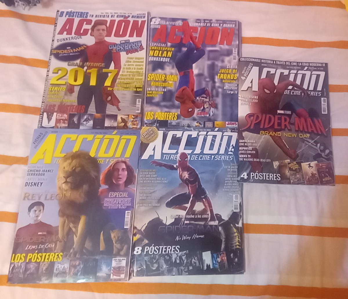 AntonioCervera6's tweet photo. @AccionCine ¡Mis números de @AccionCine con portadas de tooodas las pelis de Spiderman con Tom Holland! https://t.co/fIlrob75SO