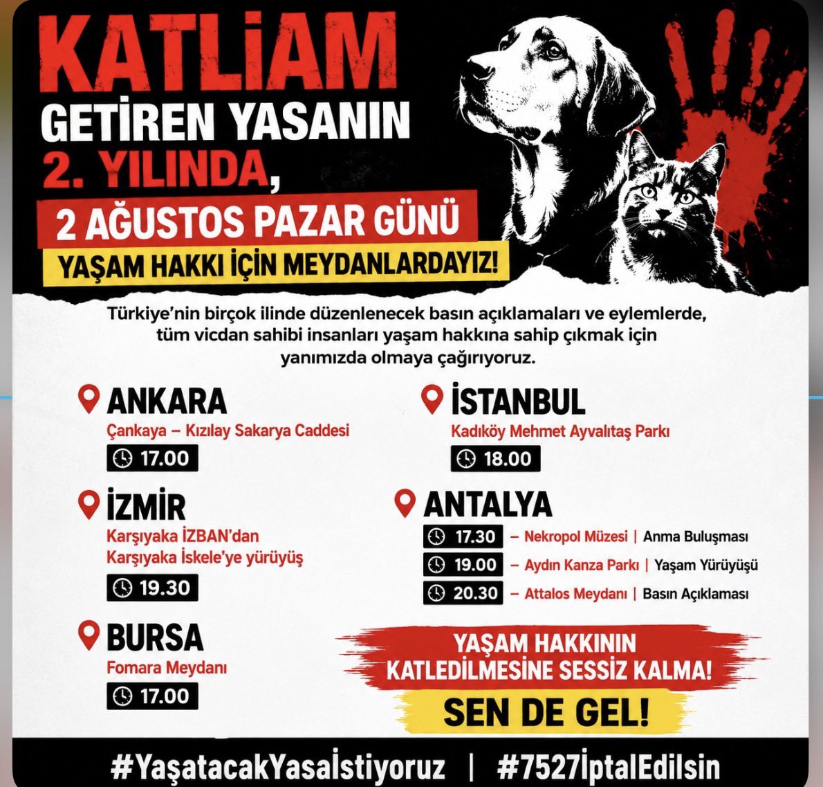 bhhtoplulugu's tweet photo. Katliam Yasası’nın kabul edilişinin 2. yılı nedeniyle 2 Ağustos Pazar günü yurt çapında protesto eylemleri yapılacak. 

#KatliamYasasınıTanımıyoruz #7527İptalEdilsin https://t.co/bBSUkrzKAV