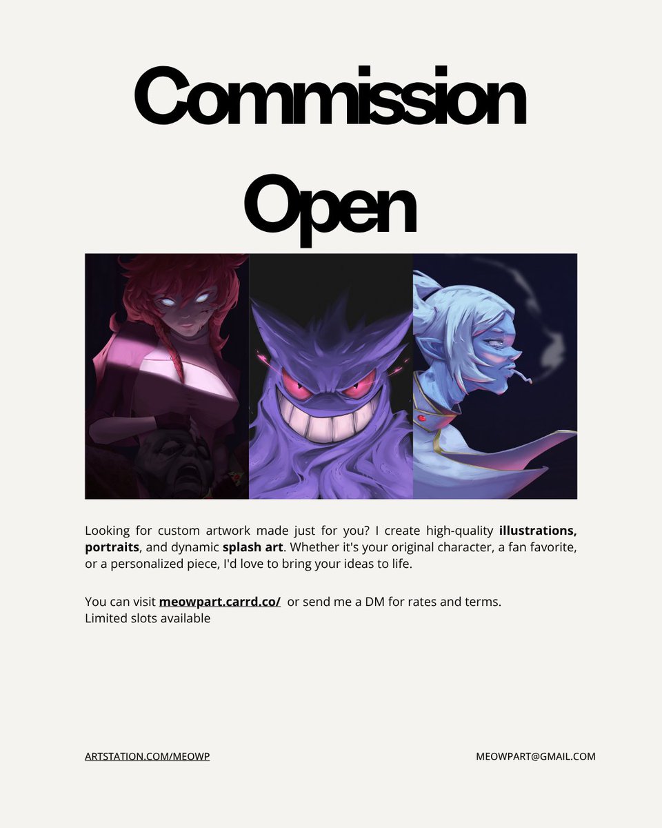 Meowpooo's tweet photo. Hi!  I am available for Art commission for limited slots only. 

You can check my  https://t.co/p8XyJUKbY5 for price, sample and terms

TAT : 7-14 Days
Payment method :  Wise / Paypal / Phantom wallet https://t.co/ixSUD7oFoj