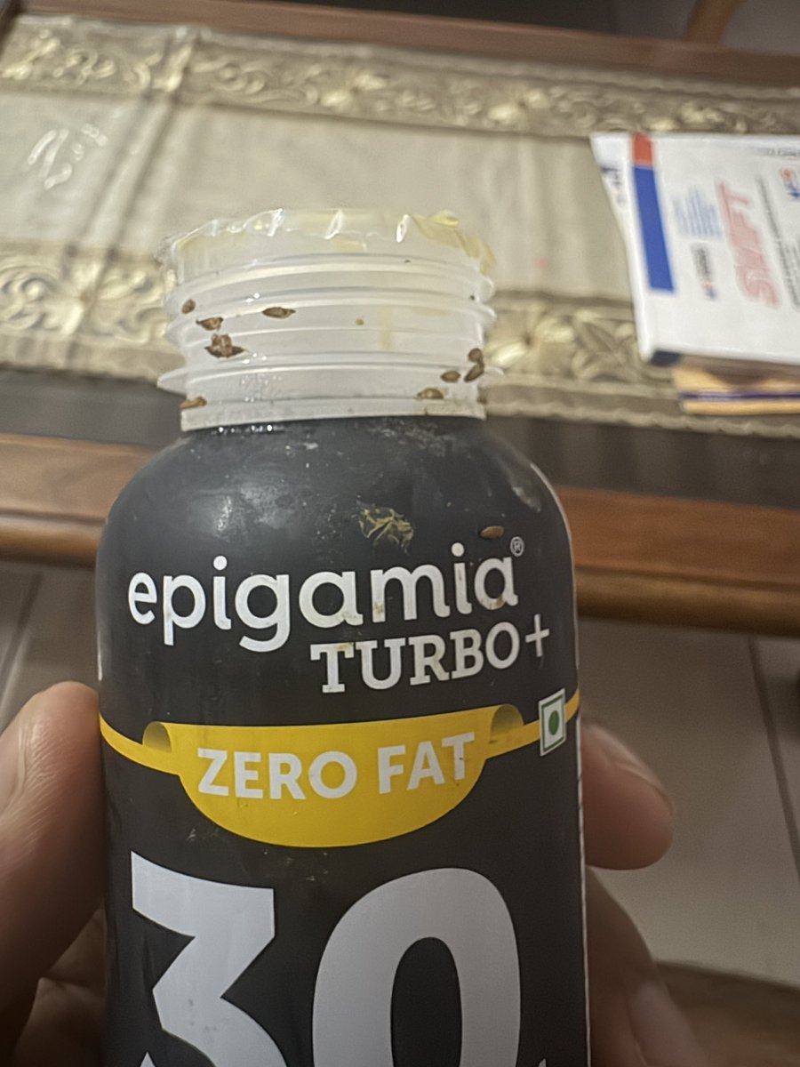 sarthakjgd's tweet photo. I ordered epigamia turbo milkshake from swiggy instamart in Bhubaneswar.
It has dead bugs / insects along the cap threading! Seriously?! @Swiggy @instamart_it
This is gross! 🤢🤮 
I have ordered items in the past and a lot of items come in covered with dust and near expiry date! https://t.co/TmTYSxGVjp