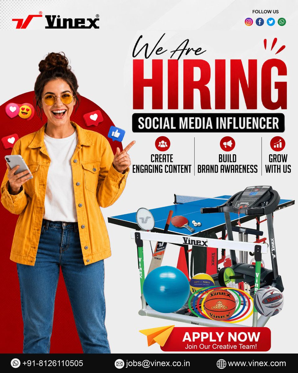 vinexshop's tweet photo. 🚀 We’re Hiring – Social Media Influencer! 🎥📱
Are you passionate about creating engaging content and building online communities? Join the Vinex team and turn your creativity into impact!
📩 Apply Now and become part of our creative team!
#Vinex #SocialMediaInfluencer https://t.co/IpTBNoUU56