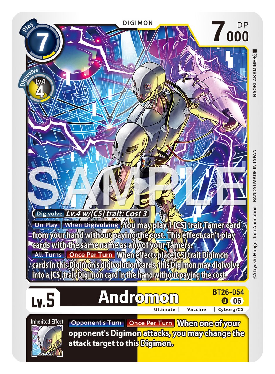 digimon_tcg_EN's tweet photo. [REVEALS]

Hello Digimon Tamers! 
Today’s cards are [BT26-054 Andromon] and [BT26-058 HiAndromon]!

BOOSTER TIMELESS BONDS [BT-26] 
Pre-Release Aug 28, 2026! In stores Sep 4, 2026!
https://t.co/7JW4VEhWkU

#DigimonCardGame https://t.co/dZ98kqzRrR