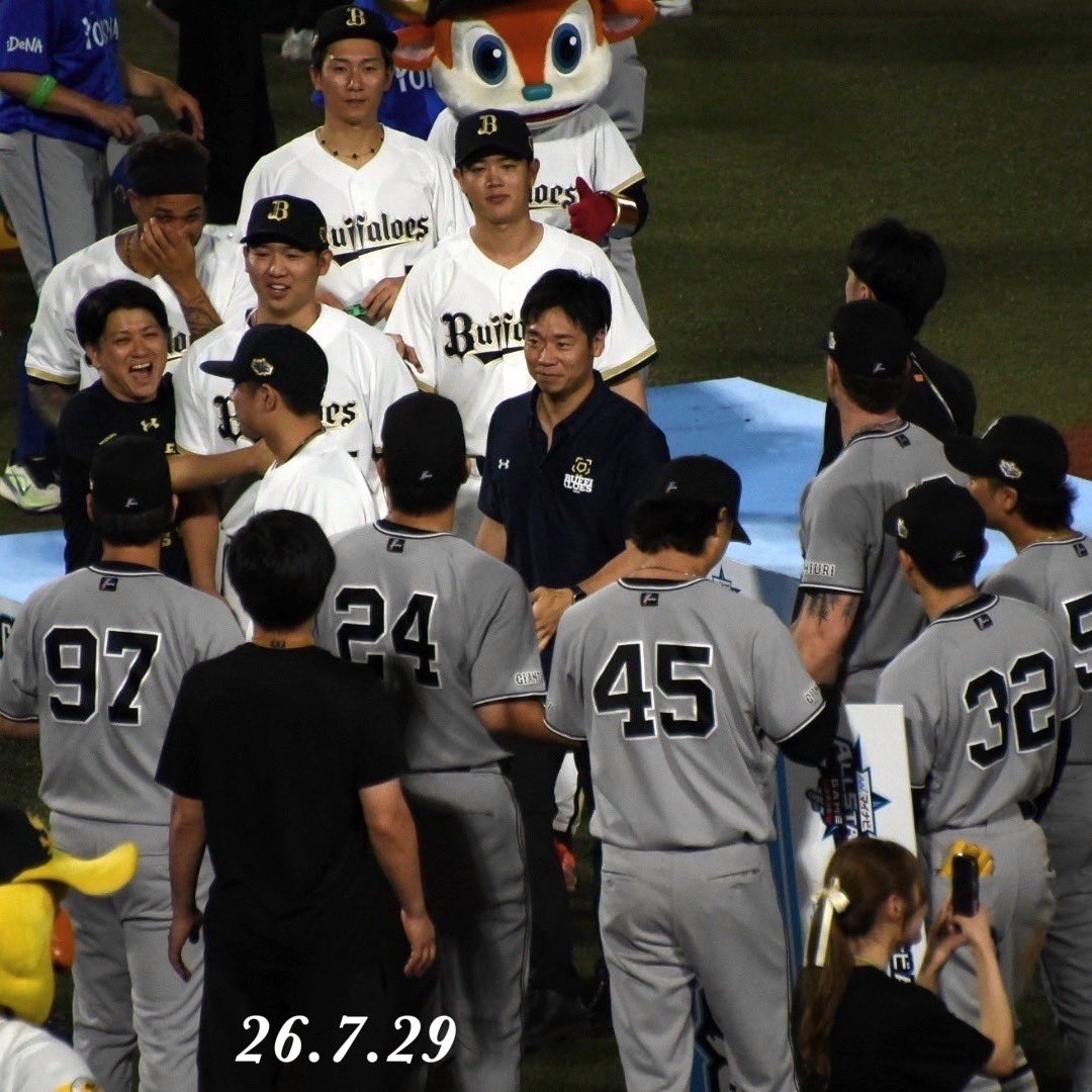 HappyStar003's tweet photo. 26.7.29 プロ野球オールスター@富山🐟✨️
 みんなでわちゃわちゃハイ！チーズ🧀✨️
#Bs2026
#orixbuffaloes
#20260729 https://t.co/BablKg2Vu8