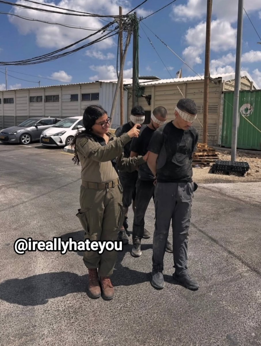 Rahildar_12's tweet photo. Ongoing crime and documented
violations: Occupation soldiers continue to post selfie
photos with blindfolded Palestinian detainees, as part of
a systematic phenomenon documented daily by human
rights monitoring platforms. #idfterrorist #warcrime #IsraeliWarCrimes https://t.co/LtEfd0s2VB
