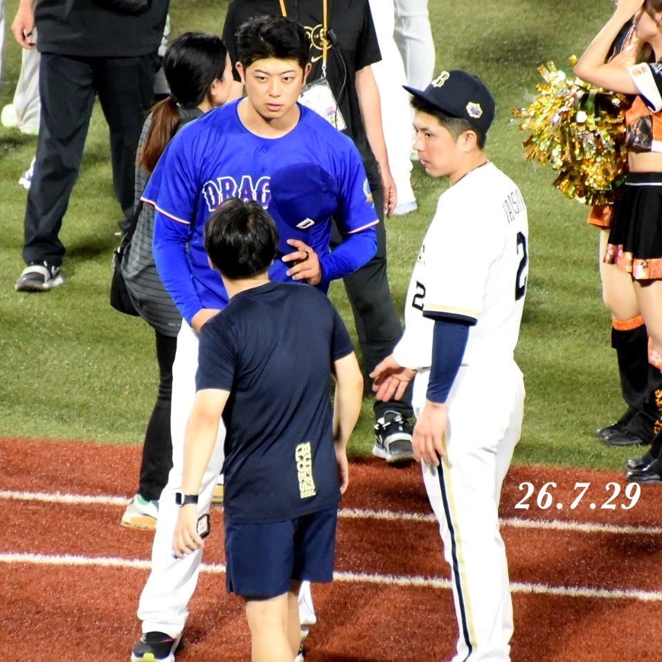 HappyStar003's tweet photo. 26.7.29 プロ野球オールスター@富山🐟✨️
 松山くん、めっちゃ慕ってくれてるやん🤭💕✨️
以上、オールスターの思い出おしまい🔚
#Bs2026
#若月健矢
#orixbuffaloes
#20260729 https://t.co/WTtcurkAUk