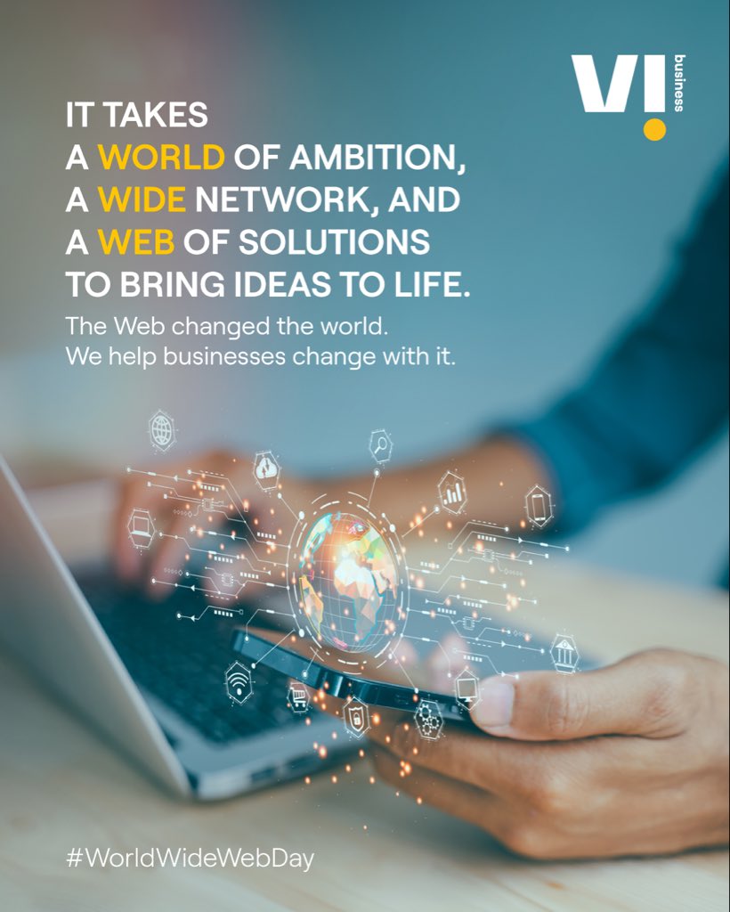ViBusinessIndia's tweet photo. From ideas to innovation, every digital journey starts with a strong connection.

This #WorldWideWebDay, here’s to powering seamless digital experiences with reliable enterprise connectivity and smart business solutions.

#ReadyForNext #ViBusiness #DigitalTransformation https://t.co/xHSrTeam05