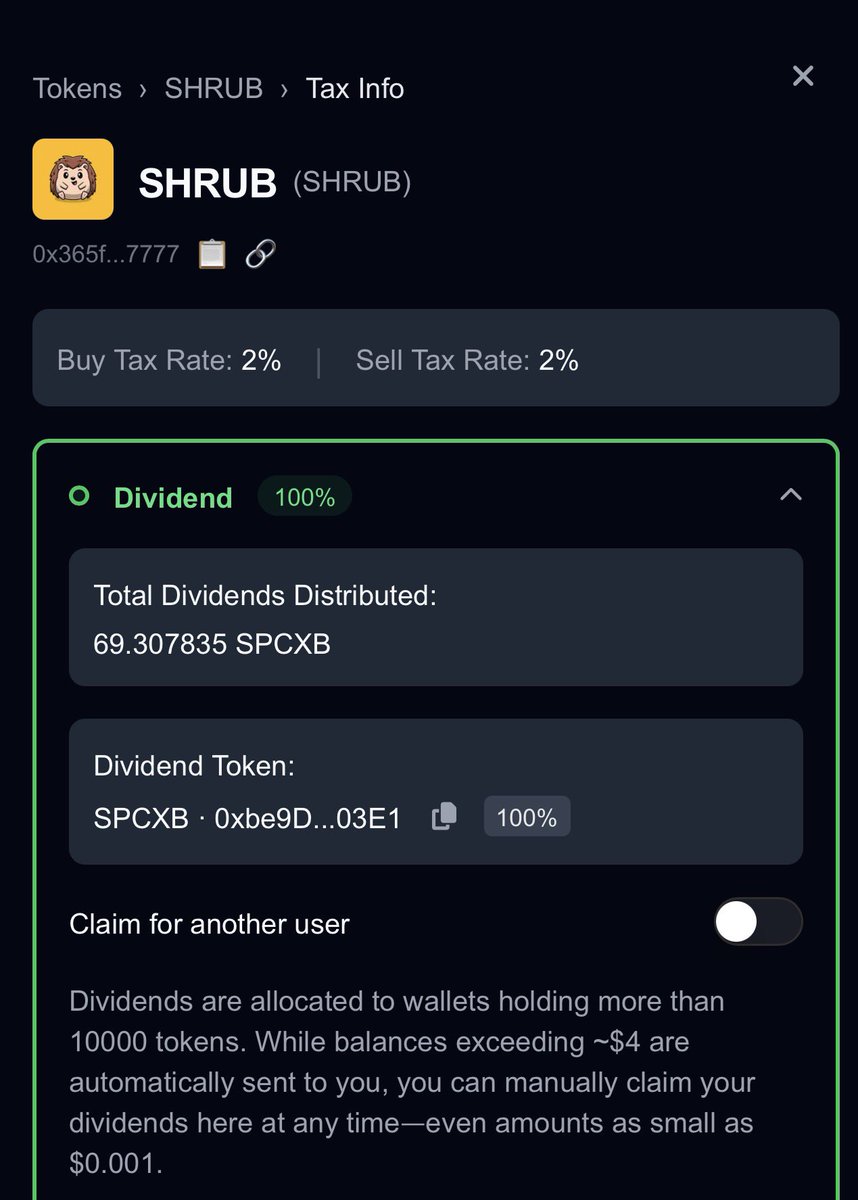 Shrubcoinbnb's tweet photo. Almost $7,000 worth of rewards has been distributed to $SHRUB holders. 

Passive income starts with the right bag. 🌿

Hold $SHRUB → Earn $SPCXB dividends.
Simple. Transparent. Rewarding. https://t.co/QzbQStGxwM