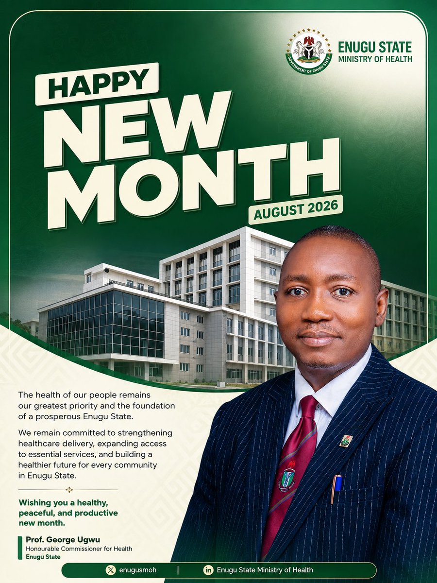 enugusmoh's tweet photo. Healthy living starts with simple everyday actions, starting with what we eat, our homes, and our environment. Keep your surroundings clean. Dispose of waste responsibly. Keep Enugu clean.

Prof. George Ugwu
Honourable Commissioner for Health
Enugu State https://t.co/tvASnj02Q8