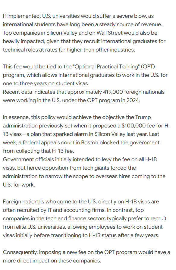 Chloe_AAA1's tweet photo. The Trump administration is considering charging a $100,000 fee to foreign students who wish to remain in the U.S. for work after graduation.
#InternationalStudentsJobs #Employment #Recruitment https://t.co/3R7HgwXXrC