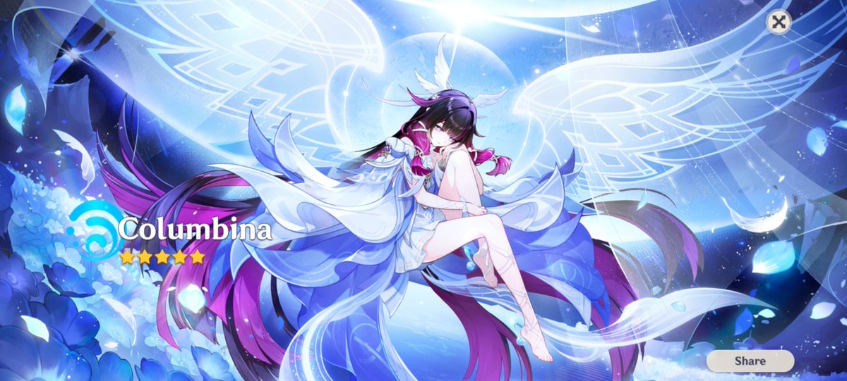 Mildemme's tweet photo. Columbina is finally home! My Flins team is complete!! #GenshinImpact https://t.co/rBSonfX5Ns