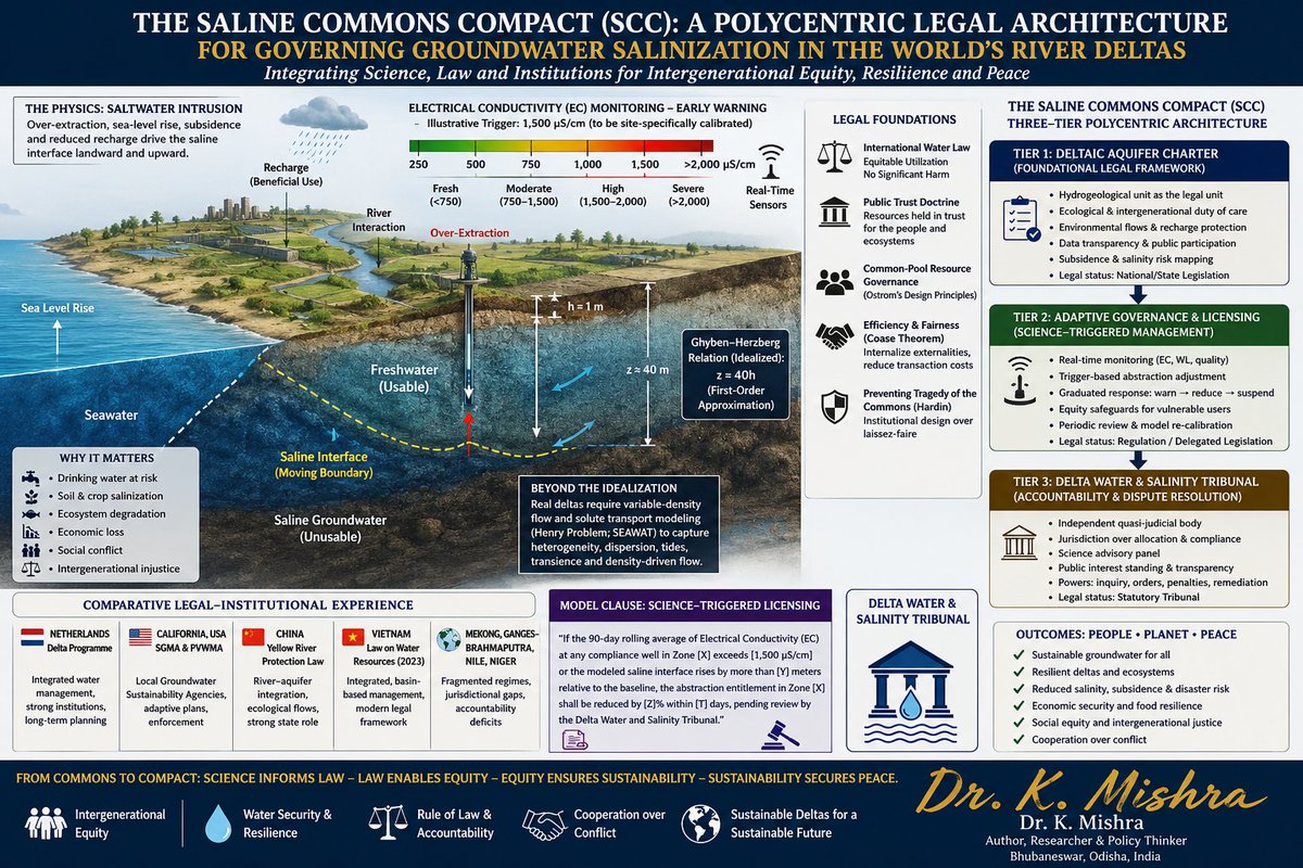 DrKapileswarMis's tweet photo. "Groundwater Has No Voice. Science Must Speak. Law Must Act."#Groundwater #SaltwaterIntrusion #RiverDeltas #ClimateChange #WaterSecurity #GroundwaterGovernance #EnvironmentalLaw #IntegratedWaterResourcesManagement #Hydrogeology #WaterPolicy #SustainableDevelopment #SDG6 https://t.co/IVt125jbeu