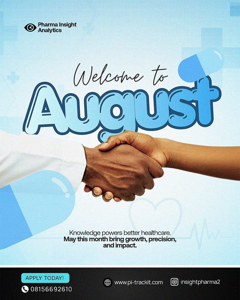 insight_pharma's tweet photo. Welcome to August ��

A new month, a fresh chance to grow, refine, and deliver better healthcare outcomes. 💊🤝

At Pharma Insight Analytics, we're committed to powering pharmacies with the insight they need to thrive.
#PharmaInsightAnalytics #TrackIT https://t.co/x2Drej6fvK