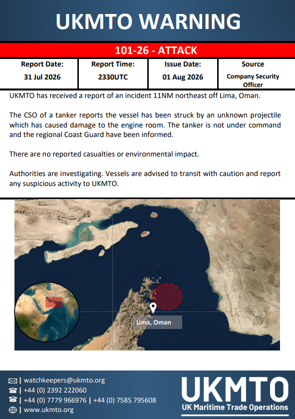 SStapczynski's tweet photo. An LNG tanker carrying a shipment from Qatar was struck by a projectile while transiting the Strait of Hormuz 🚢⚠️

Security consultancies Vanguard Tech and Marisks identified the ship as the Gaslog Shanghai LNG tanker

The ship had picked up a cargo from Qatar last week https://t.co/PcjxJvXCkP