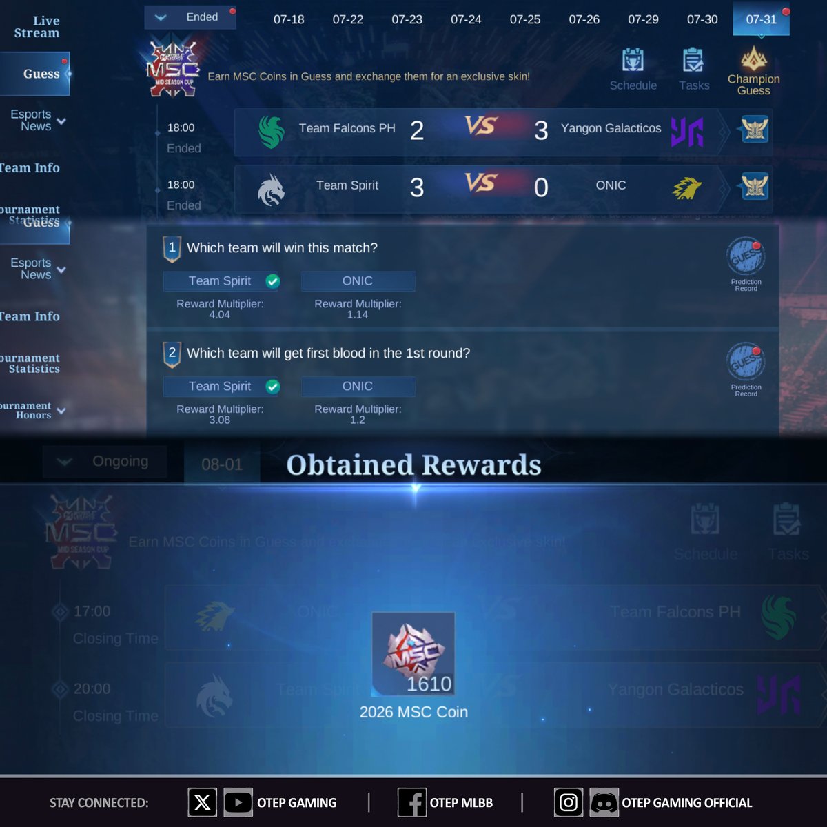 RealOtepGaming's tweet photo. Not Bad—2 Free MSC Skins!
I went all-in on Team Secret and ended up getting two free MSC skins today, so I'll be skipping the Baxia skin.
How about you? What did you get from the MSC event?
#MLBB #MSC26 #otepmlbb https://t.co/XeE0NeLfcQ