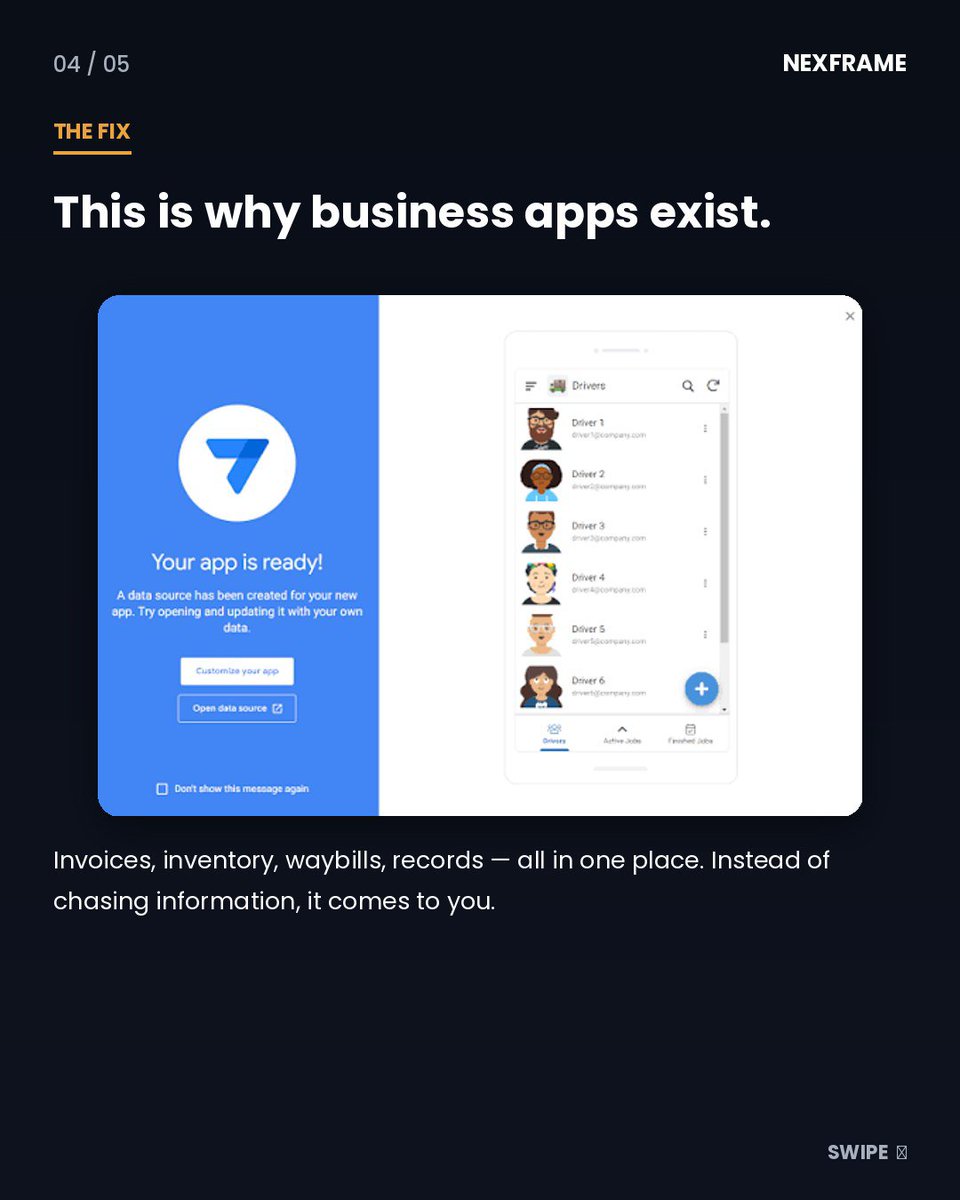 nexframesystems's tweet photo. This is why business apps exist.

One place for invoices, inventory, waybills, records, and reports. https://t.co/y7JqCIIVDz