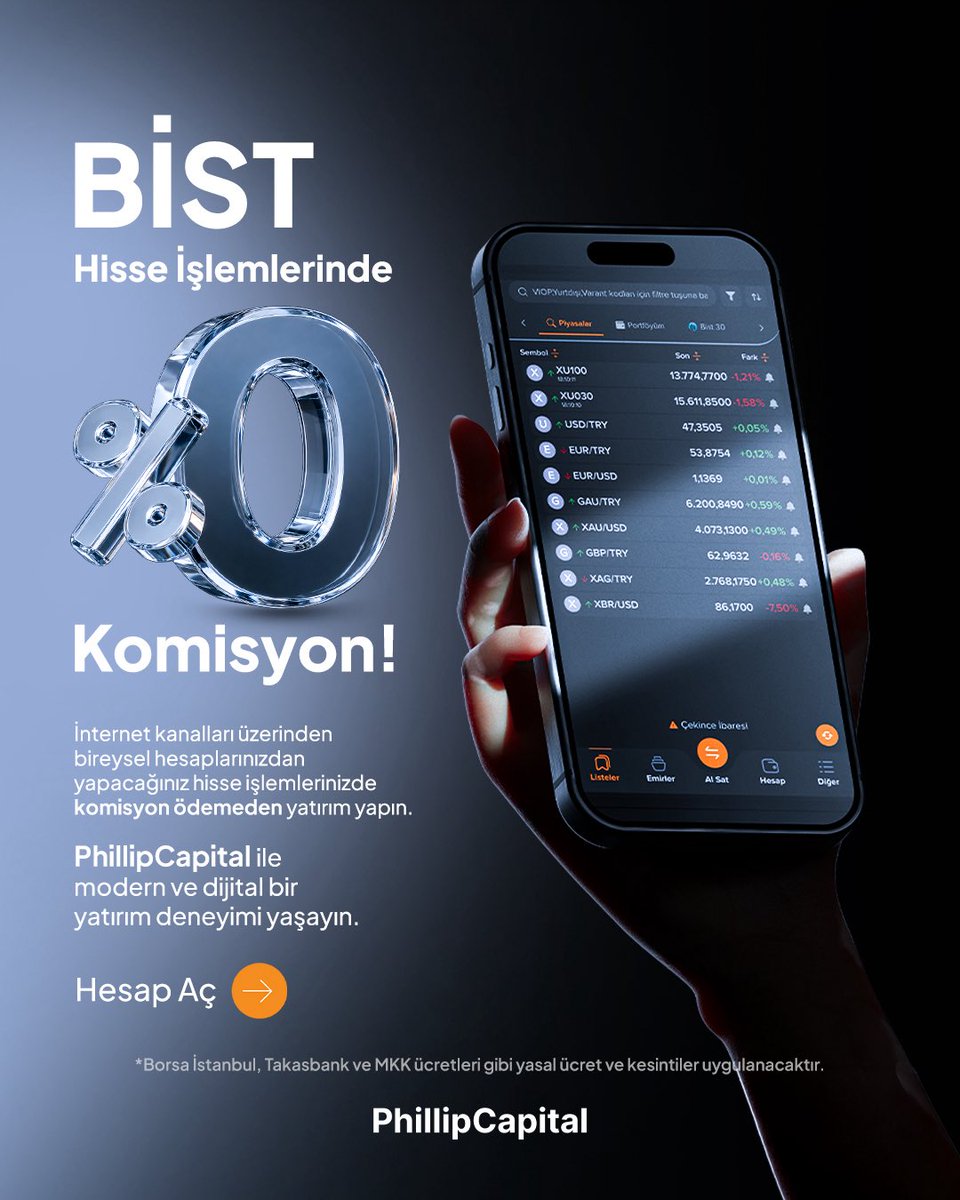 Phillip_Capital's tweet photo. BİST hisse işlemlerinde %0 Komisyon ayrıcalığı PhillipCapital’de!

51 yıllık uluslararası tecrübemizle, internet kanallarımız üzerinden bireysel hisse işlemlerinizi komisyonsuz gerçekleştirin ve modern, dijital yatırım deneyimini keşfedin.

Hesabınızı dakikalar içinde açmak için 0212 239 10 49’u arayın veya profildeki linke tıklayın.