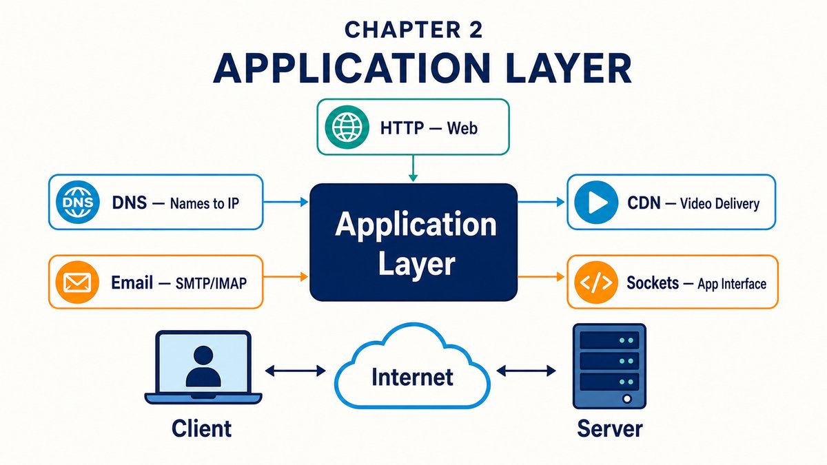 Sidheshwar2002's tweet photo. Completed Chapter 2: Application Layer from Computer Networking: A Top-Down Approach. Covered HTTP, DNS, email, video streaming/CDNs, socket programming, and application architectures
https://t.co/uwQiTmFNjQ
#ComputerNetworking #Networking #Learning https://t.co/FR2r6LYe7n