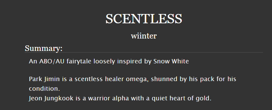 starlitggukx's tweet photo. ☕︎︎ FANFIC RECOMMENDATION
#jikookau

SCENTLESS by wiinter (23K)

➙ Not rated
➙ A/B/O
➙ Pack dynamics
➙ O!JM | A!JK

🔗-https://t.co/DAO8Vraq9R https://t.co/Z2YRCISaf1