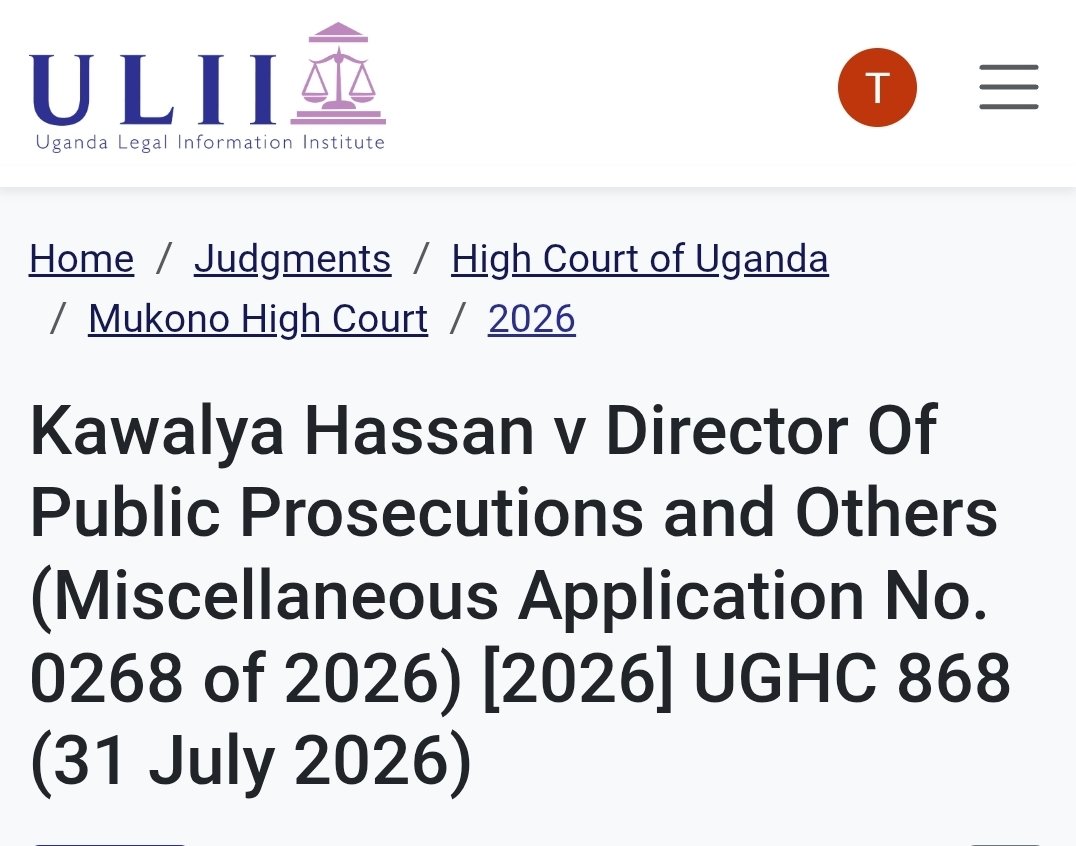 TriteLawUG's tweet photo. On 31st July-2026, Justice Mubiru 
✍Unethical prosecutorial conduct “shocks the court’s conscience” and makes the judicial process look like a mockery, forcing courts to distance themselves from the taint✍If a prosecutor acts in bad faith or is corrupt, it can undermine the fairness of the trial✍Courts may intervene if the DPP’s decision is tainted by illegality, bad faith, bias, or constitutes an abuse of process

✍fairness of a criminal trial process is intrinsically linked to the integrity, impartiality, and good faith of the prosecutor

✍ Egregious bad faith or vindictive prosecution is viewed as an affront to the administration of justice, prompting courts to invoke their inherent power to protect judicial integrity. 

✍The Court may permanently stay proceedings, even when a fair trial is technically still possible, simply because the state’s bad faith has compromised the moral and legal authority of the Court and threatens the justice system’s credibility.

✍While the office of the DPP operates with significant independence and discretion, their decisions are not entirely beyond judicial oversight because the DPP exercises public power, the office remains amenable to judicial review by the High Court.

✍ Judicial review does not substitute the court’s opinion for the DPP’s. Instead, the High Court scrutinises the decision-making process of the office to ensure it was lawful, rational, and procedurally fair. 

Applicant : M/s Ismail Wandera Advocates & Legal Consultants.

For the 1 st and 2 nd respondents : Ms. Florence Akello Owinji, Asst. DPP.

For the 3 rd to 5 th respondents : M/s Stallone Advocates

Case link: https://t.co/U0AGQI3p6X

Cc: @PhillipKarugaba @JSCUganda