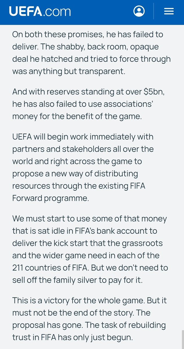I_amMukhtar's tweet photo. UEFA has welcomed the decision to scrap Gianni Infantino's proposal, but it also said that "the current FIFA leadership has not only lost UEFA's confidence but also that of many other members of the football family." https://t.co/7hEKKONn6m
