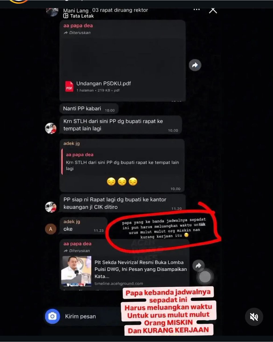 sosmedkeras's tweet photo. Ternyata Mbake ini Viral masih aja blm kapok :

beredar capturan anak pejibit yg kemaren viral, disitu dia nulis untuk caption WA nya dengan diduga bapaknya :
"Papa kebanda jadwalnya
sepadat ini
Harus meluangkan waktu
Untuk urus mulut mulut
Orang MISKIN
Dan KURANG KERJAAN"

gimana menurut kalian?🙄￼