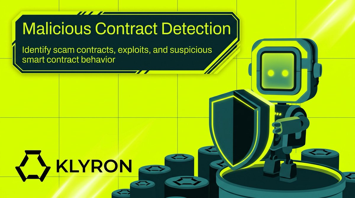 Klyron_RH's tweet photo. Not every smart contract is built with good intentions.

Klyron detects suspicious contract behavior, known exploit patterns, and malicious code before a transaction reaches your wallet, helping reduce exposure to scams across Web3. https://t.co/EM3vYls4Qx