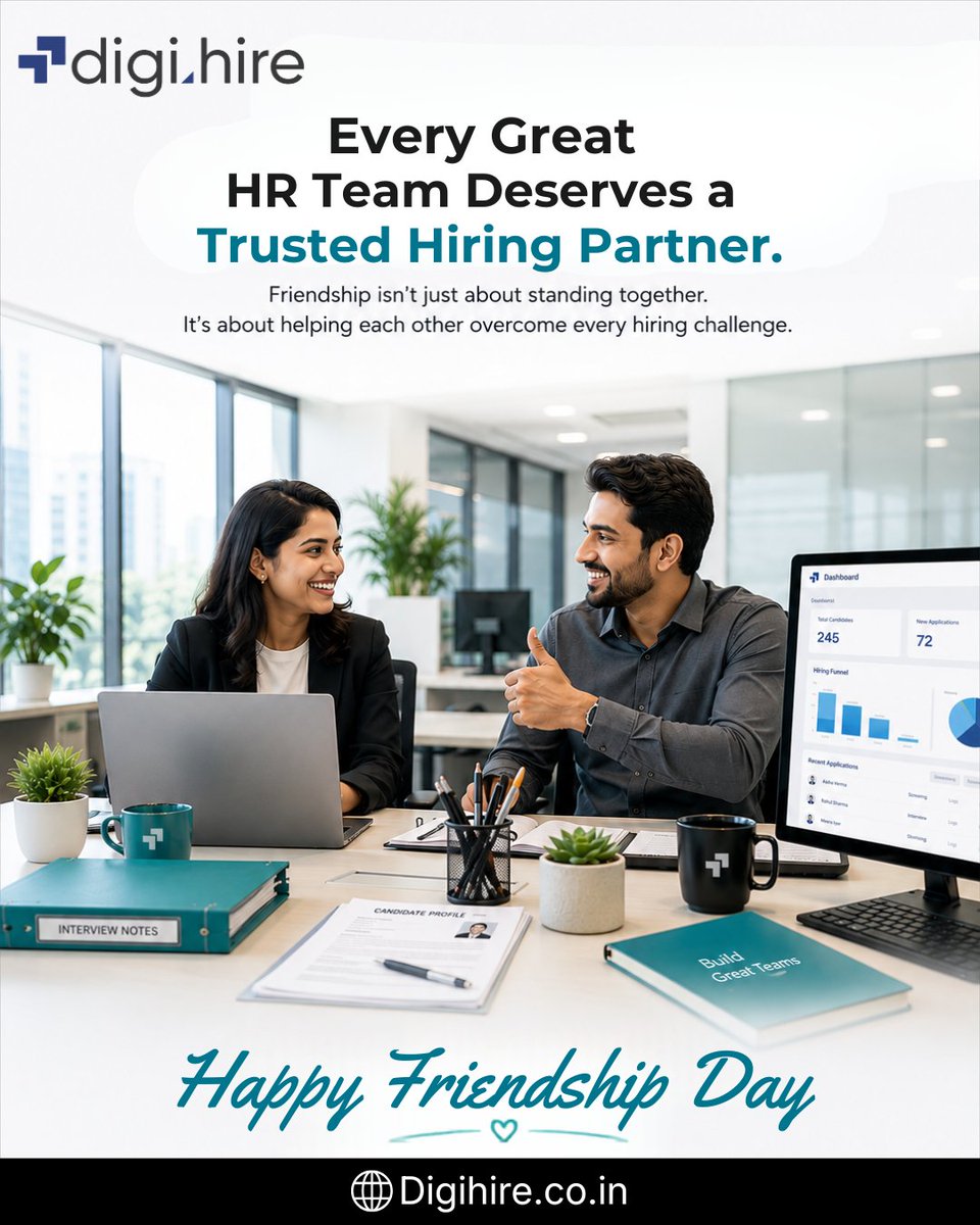 Digi_HIRE's tweet photo. Every great HR team deserves a trusted hiring partner. 🤝
This Friendship Day, DigiHIRE celebrates the HR professionals and recruiters building stronger teams every day.
💙 Happy Friendship Day!
#HappyFriendshipDay #DigiHIRE #AIHiring https://t.co/V0zRVRPXnQ
