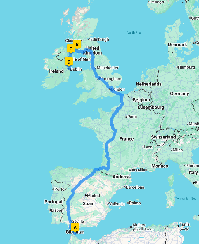 WatchdogTh96012's tweet photo. Ceuta, Spain  today, UK/Ireland Next.  A 38 hour trip covering 3466 kms.  The draw of free housing, benefits for life &amp; free healthcare will be irresistible to illegal migrants.  Liberal Lefties waiting to embrace them.  NGOs frothing at the mouth for the funding they will get. https://t.co/hCqVfBQIjC