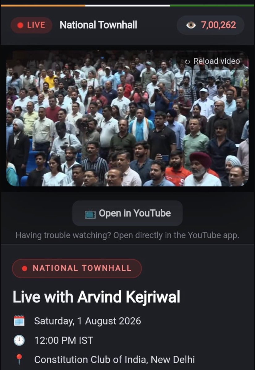 AtishiAAP's tweet photo. 7 lakh people joined the ‘National Townhall Against E20’. 

I think Modi ji ko idea lag gaya hoga that desh ke log E20 nahin chaahte. 

Maybe he should roll back E20 before lakhs of people come out on to the streets

#KejriwalTownhallAgainstE20 https://t.co/10K5c50o2V