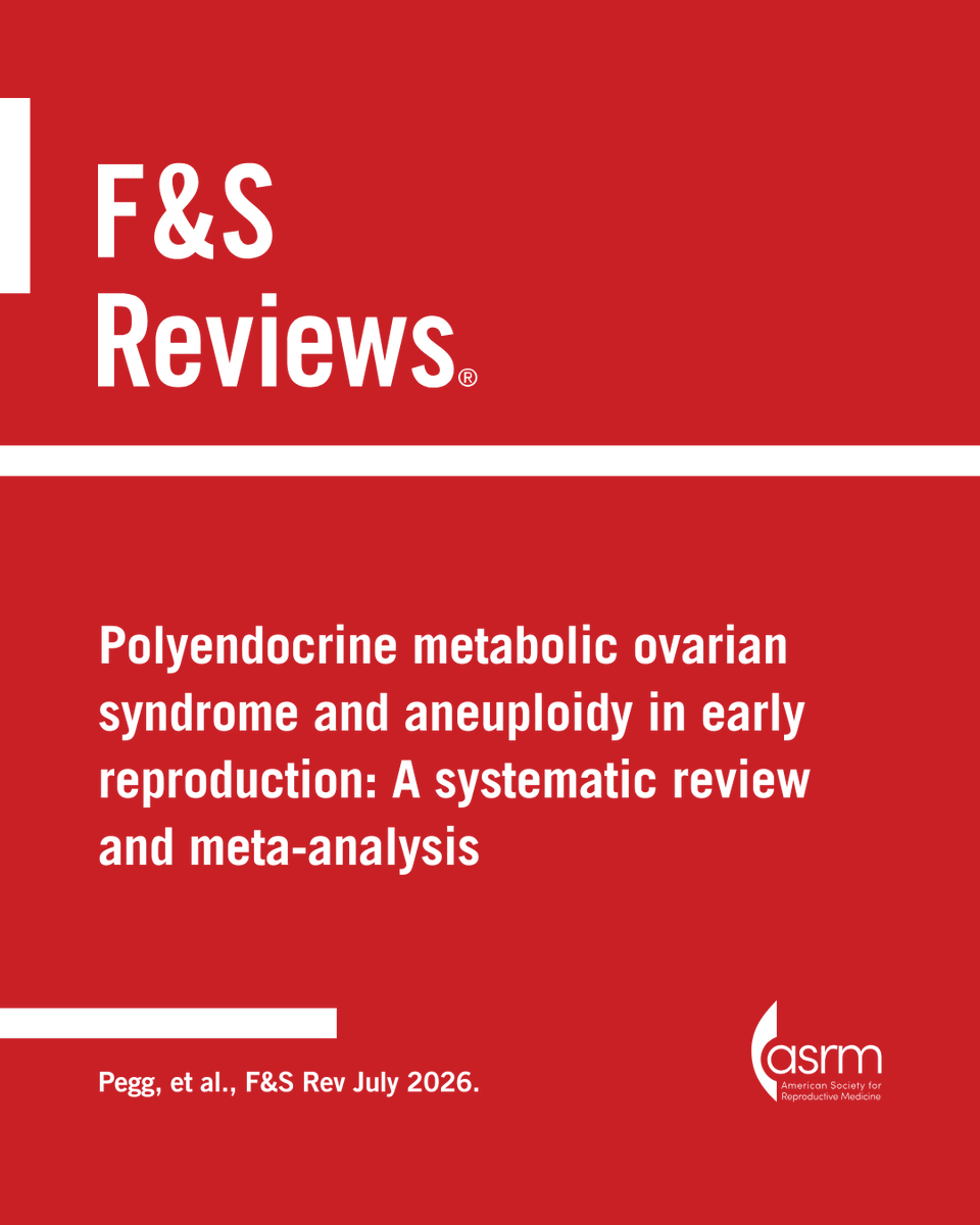 FertStert's tweet photo. 🔴 In F&amp;S Reviews:

Polyendocrine metabolic ovarian syndrome and aneuploidy in early reproduction: A systematic review and meta-analysis

Full text 👇
https://t.co/5YGWit77Oy https://t.co/5nHK2vfWqd