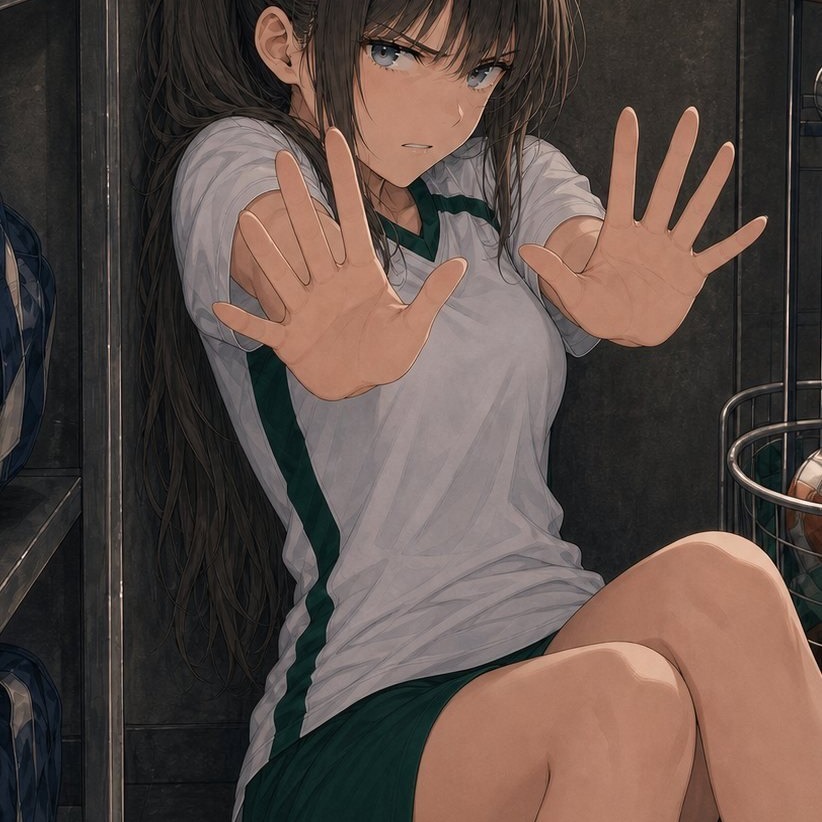 BlendAIjp's tweet photo. 俺のことが大嫌いなバスケ部の美人エースと、
用具室の扉が開かなくなり、二人きりで向き合う。

「あんたとは話したくない。近寄らないで」

彼女は冷たい表情でそう言い放つ。
俺も黙っていられず、言葉を返す。

▼画像をクリックで続きを読む