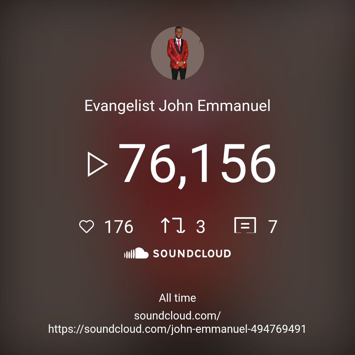 johndickson2500's tweet photo. GOOD NEWS!

To the glory of God, we are delighted to share that the Gospel is reaching lives across the world through our SoundCloud ministry.

By God's grace, our Bible-centered audio messages and gospel songs have now recorded over 76,000 plays, with the United States of America now leading as our top listening country, overtaking Vietnam.

Every play is another opportunity for someone to hear the Gospel of Jesus Christ, grow in faith, and experience the transforming power of God's Word.

Check out Evangelist John Emmanuel on #SoundCloud
https://t.co/Jm8DRF1ha2

We sincerely thank everyone who has listened, shared, prayed, and supported this ministry. Your partnership is helping us take the Gospel beyond borders and into the hearts of people around the world.

To God alone be all the glory!

🎧 Listen on SoundCloud:
https://t.co/5LR5ybtIGz

🌐 Website: https://t.co/6PasePZSLb