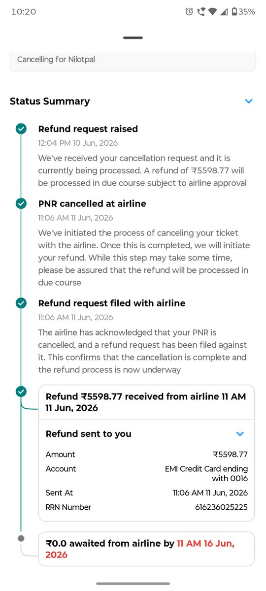 GovindNilotpal's tweet photo. @GoibiboSupport @goibibo @Goibibo_Support my refund amount was 5598. Only 698 rupees has been reversed, why?? Where is the other 5000 rupees amount?? Pathetic customer support. Never going to use Goibibo. You are snatching money of middle class family. Please send again 5000 rs. https://t.co/9BGJ7isbmK