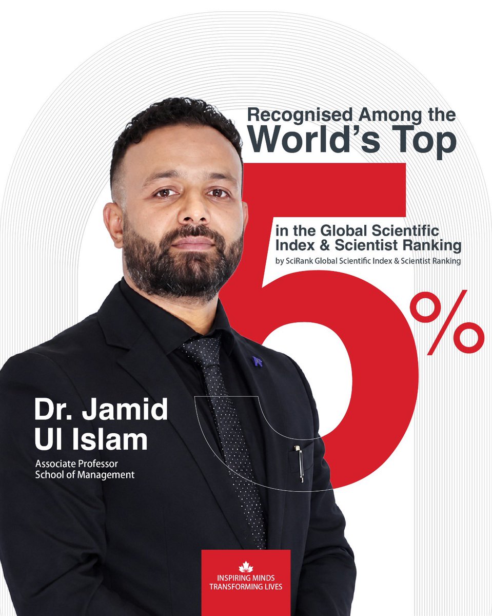 CUDUAE's tweet photo. CUD congratulates Prof. Syed Zamberi Bin Ahmad and Dr. Jamid Ul Islam from the School of Management on being recognised among the world’s top 5% of scientists in the SciRank Global Scientific Index &amp; Scientist Ranking.

#CUD https://t.co/uDGy30zZVN