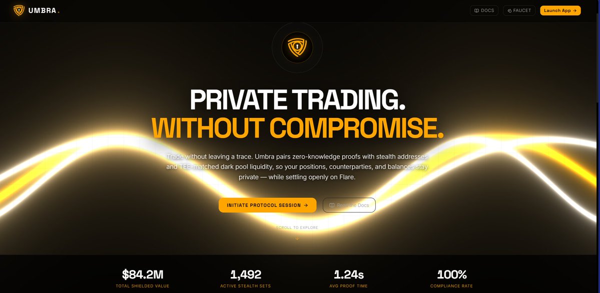 davre0's tweet photo. 1/
Trade on a public chain and everyone sees your positions, sizes &amp; timing. Front-running, MEV, info leakage , all exposed. So we built ;
UMBRA: a privacy-preserving dark pool for FAssets on Flare. Your balances &amp; trades stay invisible.
Built for the Flare hackathon. 🧵 @fassko https://t.co/dQgTz3fHLC
