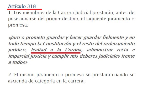lindass10's tweet photo. Poder Judicial, x eso lo ÚNICO q respetan los Jueces d este "Reino" d ESP es "LEALTAD A LA CORONA", Art. 318 LOPJ. https://t.co/kUvmG1qhan