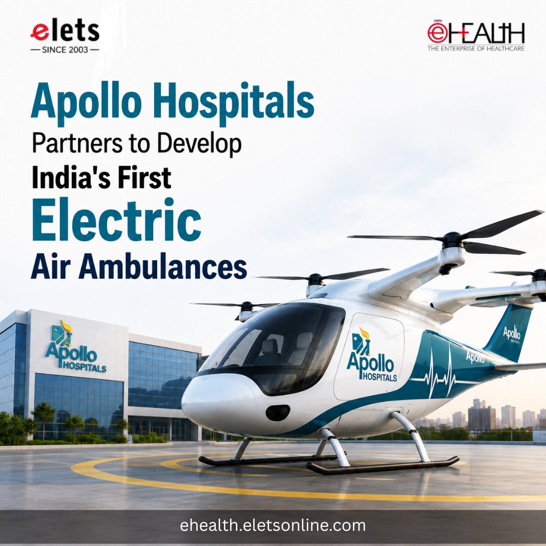 ehealthonline's tweet photo. Apollo Hospitals is set to develop India's first electric air ambulance network,bringing faster emergency response and next-generation medical transport closer to reality.

Read more: https://t.co/KTX6O2EVz9

#ApolloHospitals #AirAmbulance #HealthTech #Healthcare #Innovation #EMS https://t.co/mbqDNsYd64